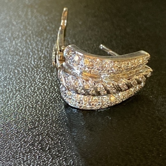 - 18K solid white gold Earrings women jewelry sparkling natural diamonds 💎 - Picture 7 of 12